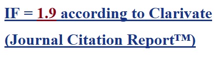 IF = 1.9 according to Clarivate (Journal Citation Report™)